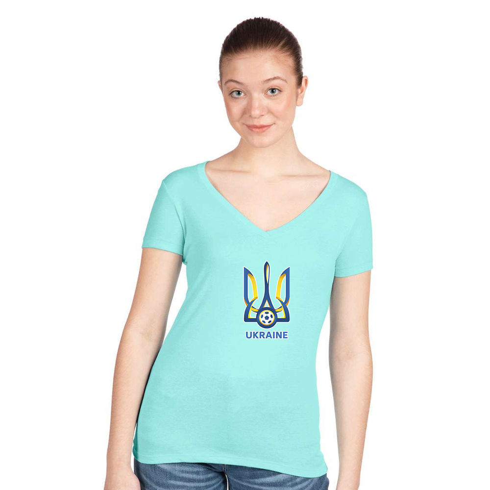 Women's Ukraine National Football Soccer Team  Next Level V-Neck T-Shirt